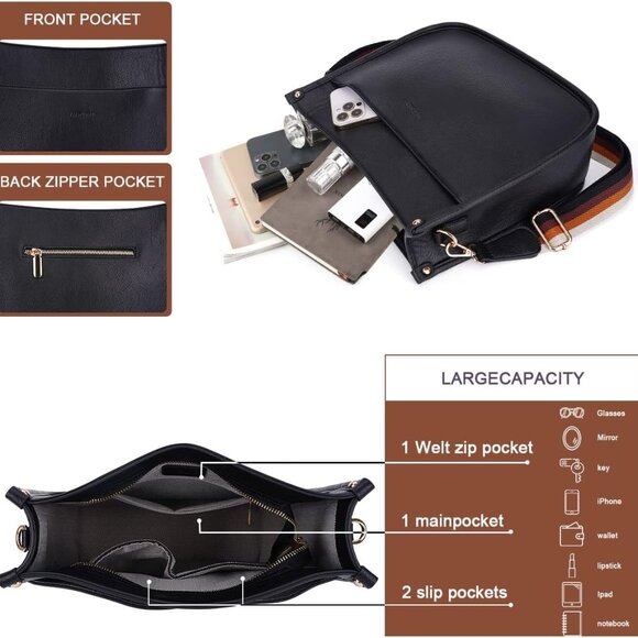 Crossbody Bag Women Vegan Leather Hobo Handbag Trendy Crossbody Shoulder Bag Pur - Picture 5 of 9